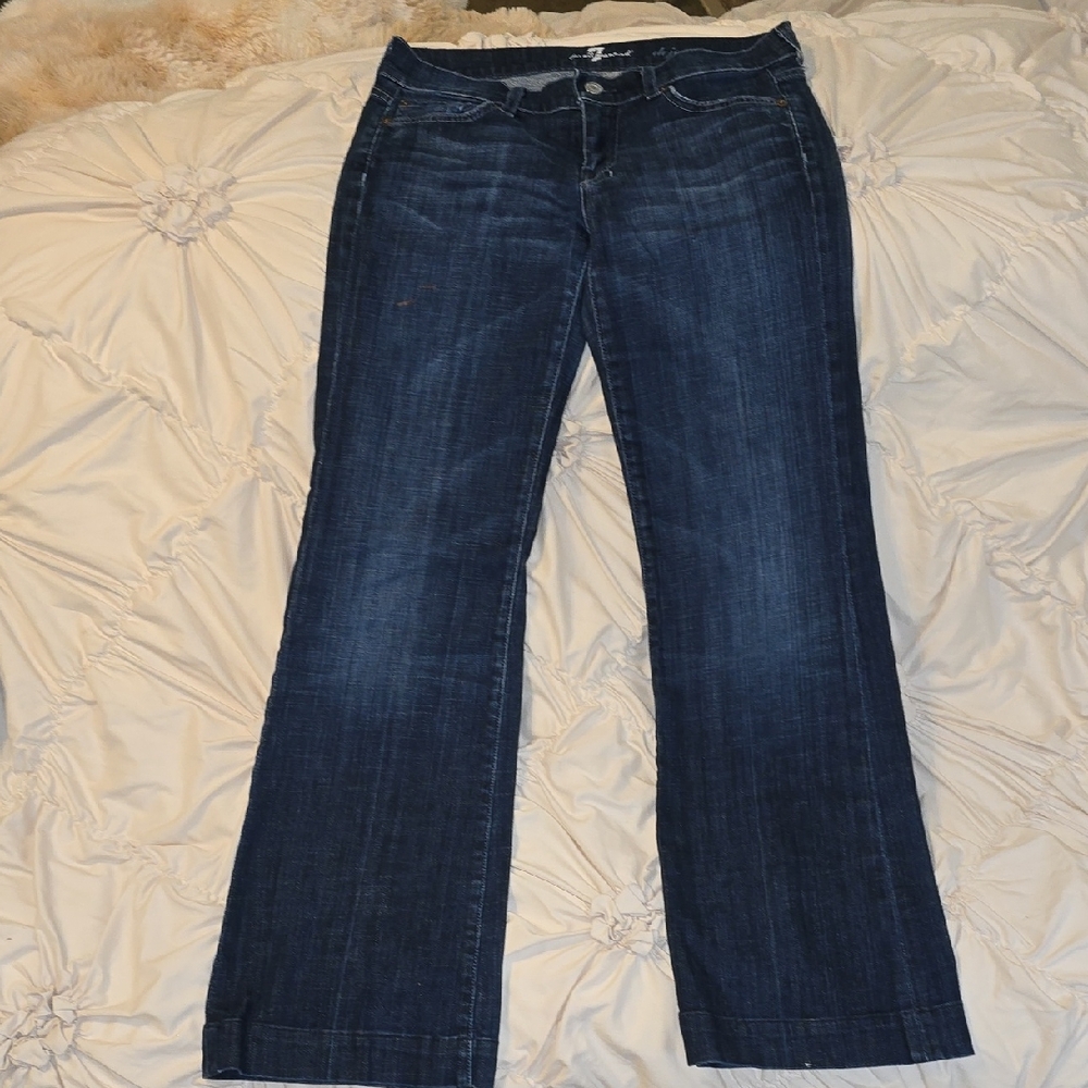 Womens 7 For All Mankind Dojo Flare Wide Leg Jeans, 28, GRUC